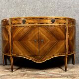 Important Louis XVI chest of drawers with half-moon marquetry doors
