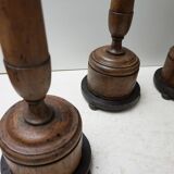 Large Antique French Wooden Candlesticks, 19th Century, Set of 4