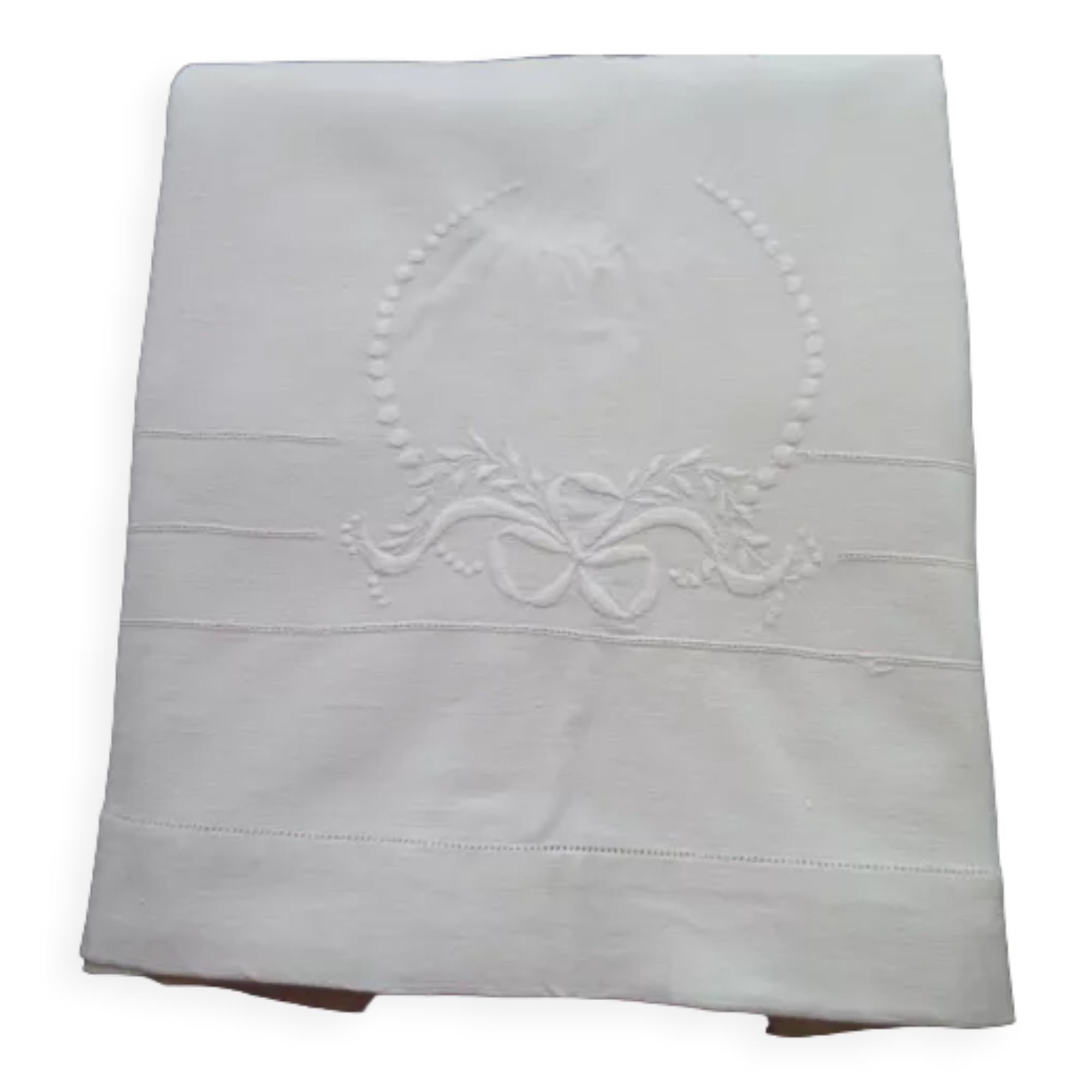 Cotton and linen sheet embroidered 1.86 x 2.60 m