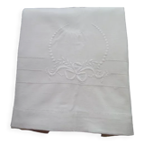 Cotton and linen sheet embroidered 1.86 x 2.60 m