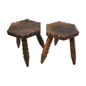 Paire de tabourets tripodes