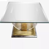 Coffee table in brass and lucite year 1970