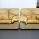 Vintage pair of leather armchairs by Ammannati and Vitelli for Brunati, Italy 1970s.