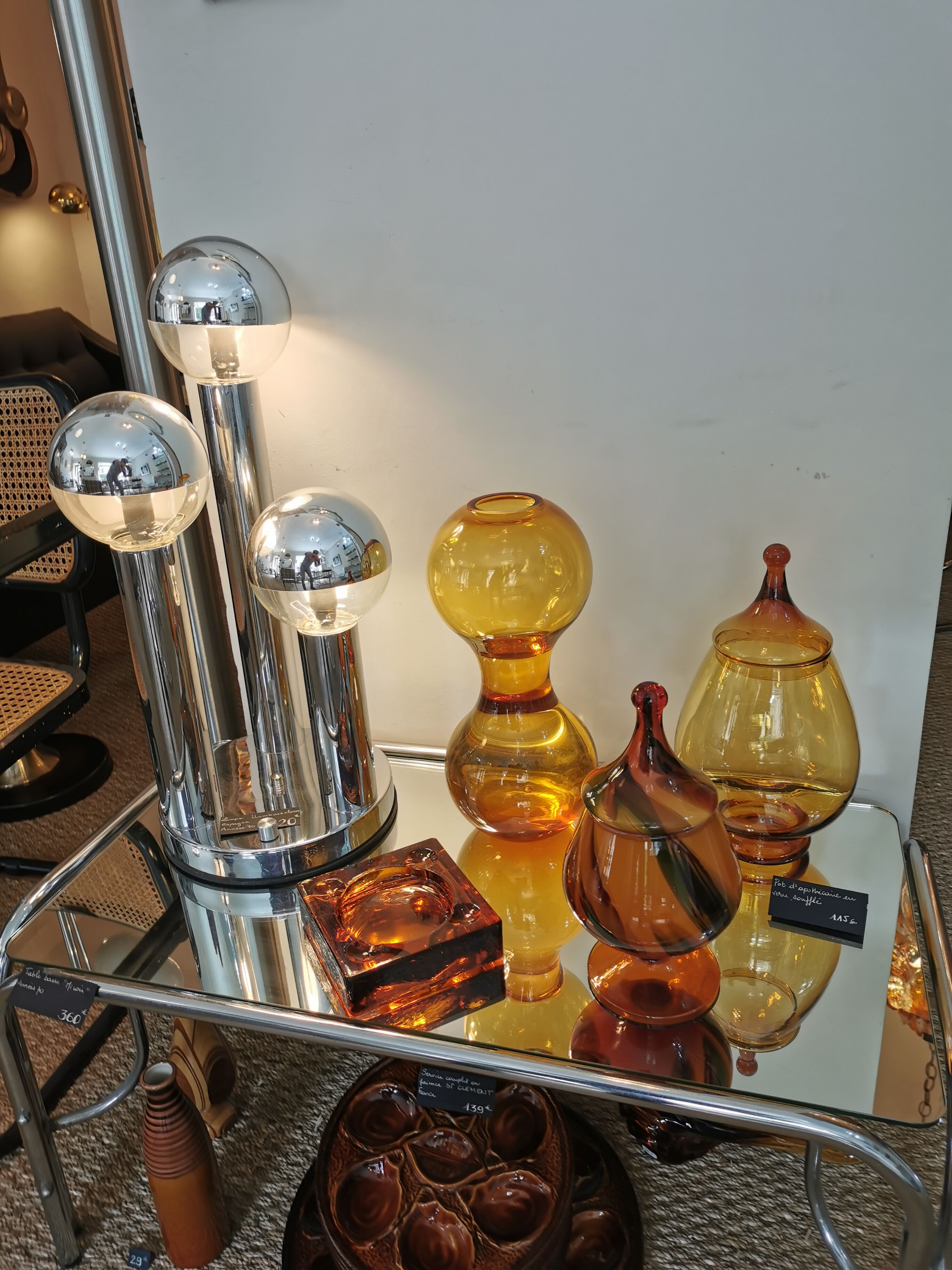 Apothecary pot, vintage XXL candy in 70s amber glass