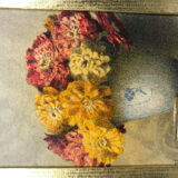 Watercolor decorated with dahlias by Pascal Courcelles 1956