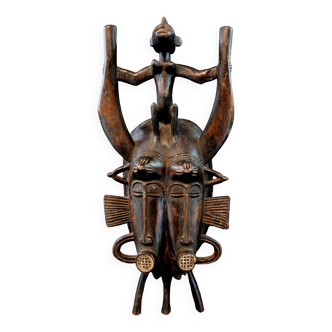 Art Africain Afrique Tribal Arts Premiers - Masque "Kpelié" Senoufo Senufo Double Visage 44 cms