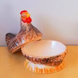 Enameled ceramic chicken terrine 1960