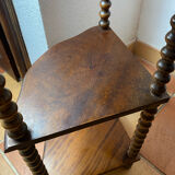Corner shelf on a turned wooden stand