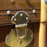 Arched fawn mail trunk 1920s - 100 x 54 x 46 cm