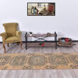 3x9 Mustard Light Blue Turkish Runner Rug 79x280Cm