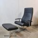 Fauteuil lounge et ottoman vintage