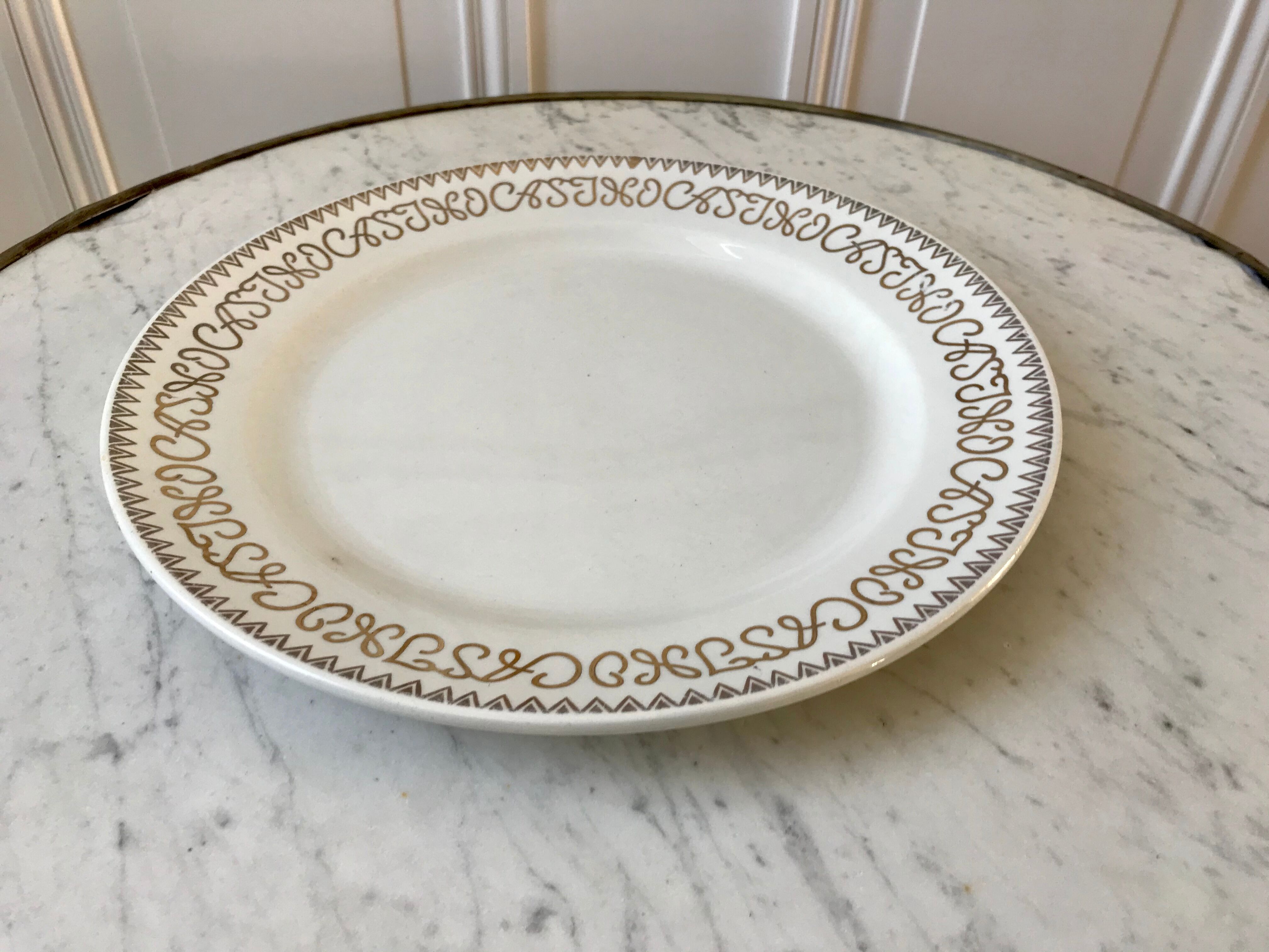 Round dish alphabet Digoin Sarreguemines registered model "Casino" 50s