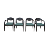 Set of 4 vintage armchairs lacquered black 1980s