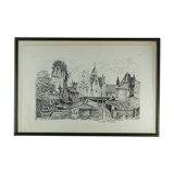 Original drawing of Nantes, rue des Cordeliers et du Refuge - ink on paper - 1987