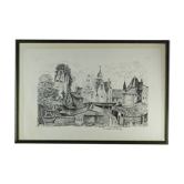 Original drawing of Nantes, rue des Cordeliers et du Refuge - ink on paper - 1987