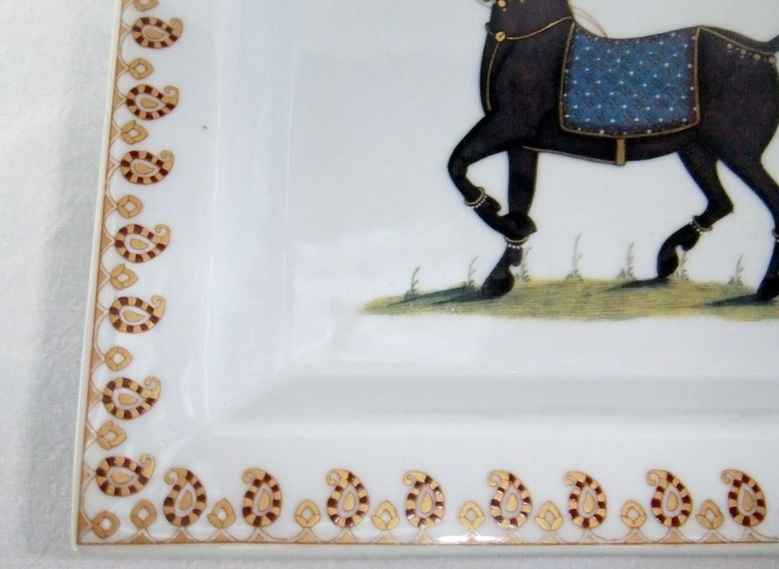 Flat cup empty pocket Jean Dange paris horse porcelain