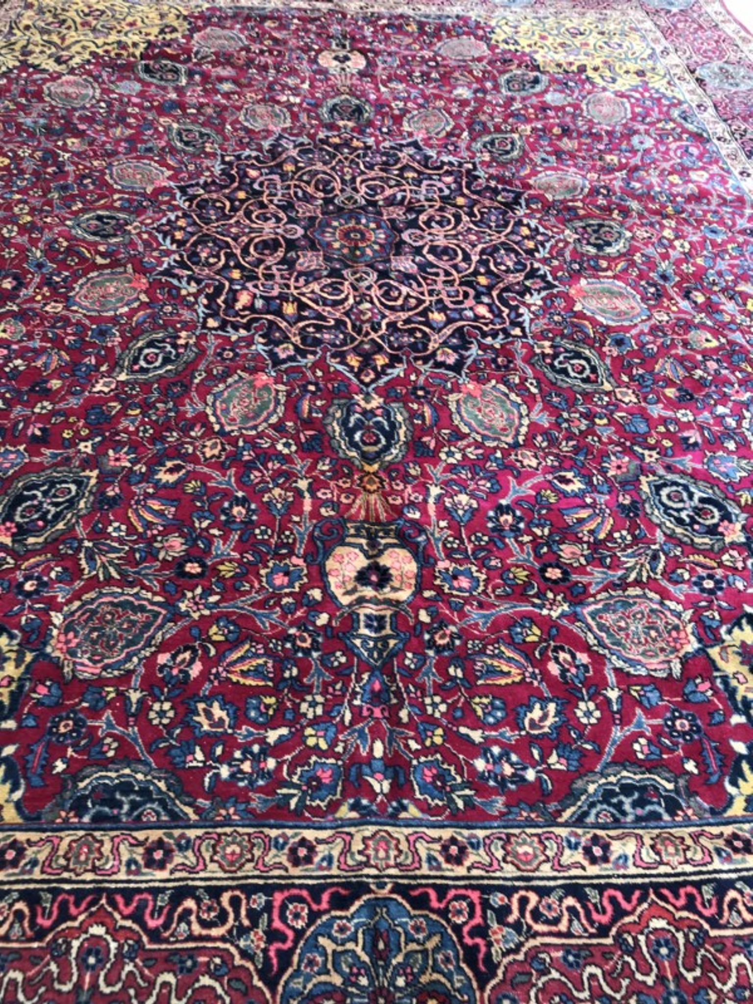 Splendid big old carpet Persian Kirman end handmade 325 X 400 CM