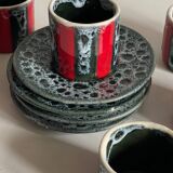 6 vintage luc vallauris art ceramic cups and saucers