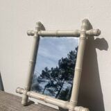 White bamboo wood mirror