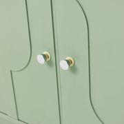 1970s Vintage Sideboard, Pastel Green, Relief, High-Gloss Finish, Chrome