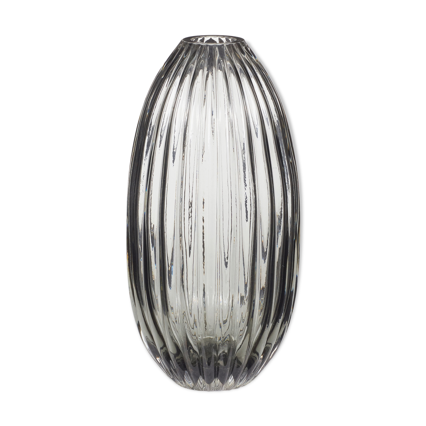 Light grey glass vase with streaks 32cm