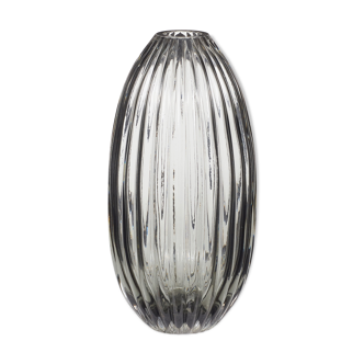 Light grey glass vase with streaks 32cm
