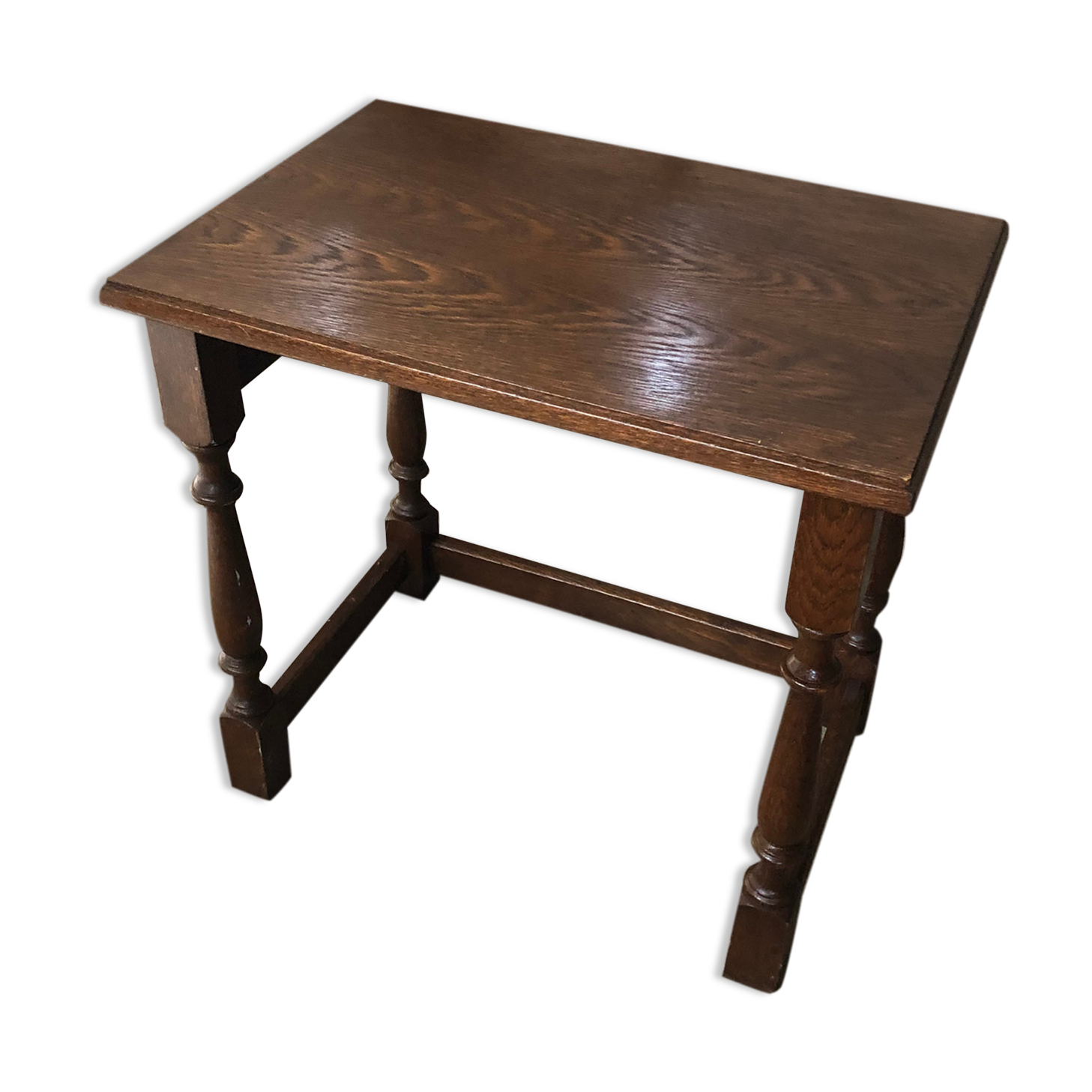 Old Coffee Table End Of Sofa Wood Turned Feet Vintage
