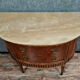Commode sauteuse Louis XVI Demie lune en loupe d'orme et noyer vers 1900