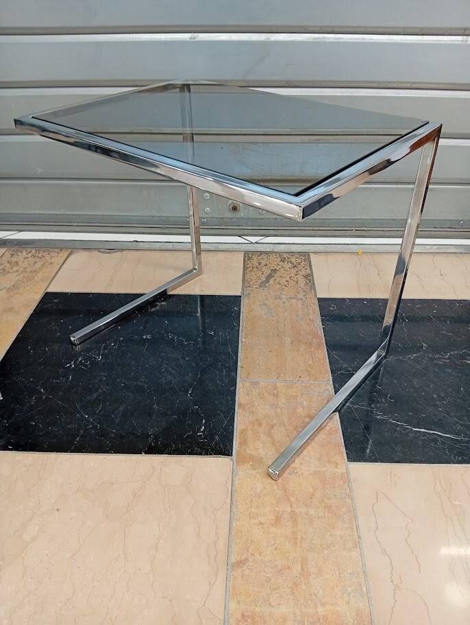 Table d'appoint verre et chrome vintage