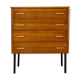 Commode 4 tiroirs en bois et métal noir années 1960