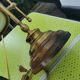 Lampe Italienne 45cm vintage bois, laiton et verre