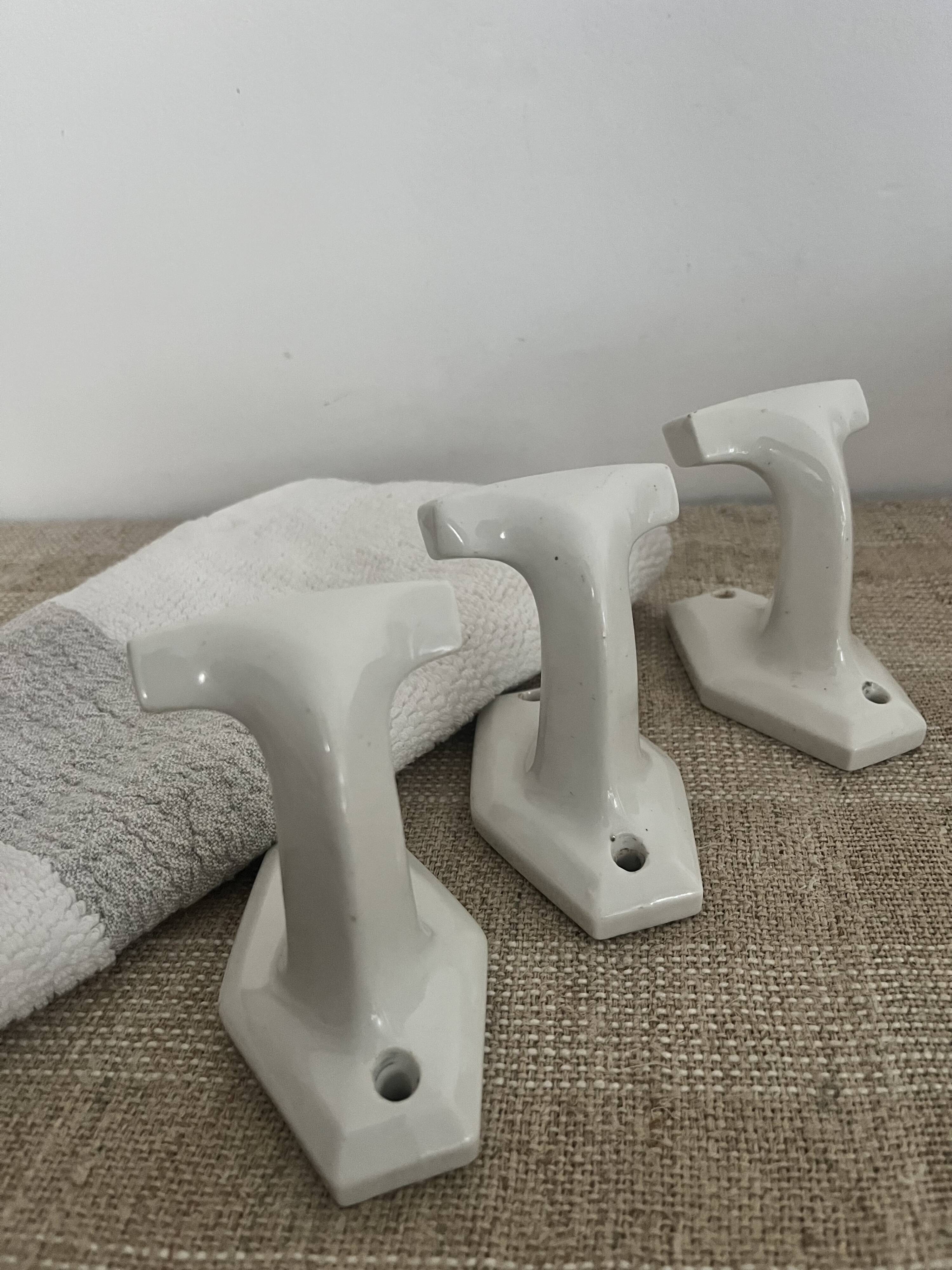 White porcelain coat hook