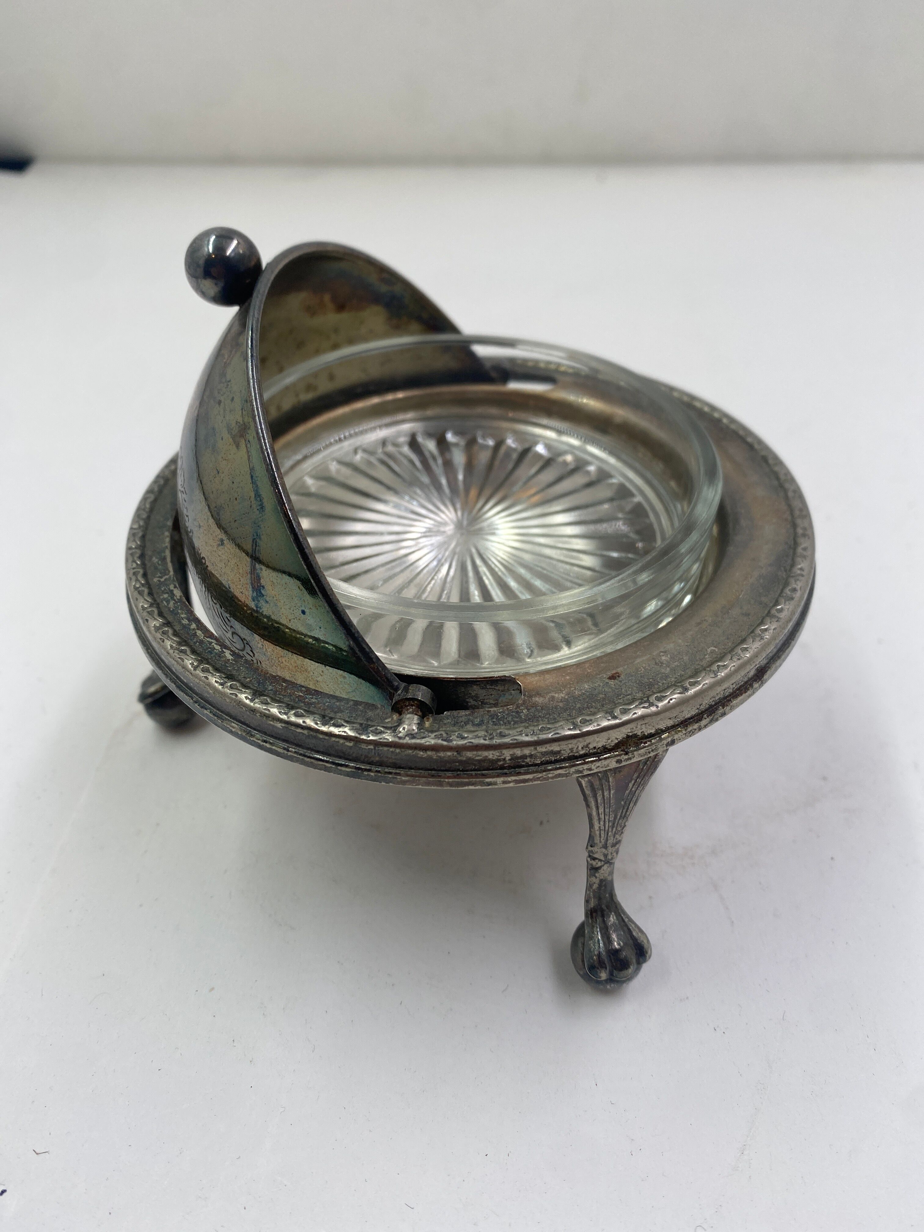 Silver metal butter dish