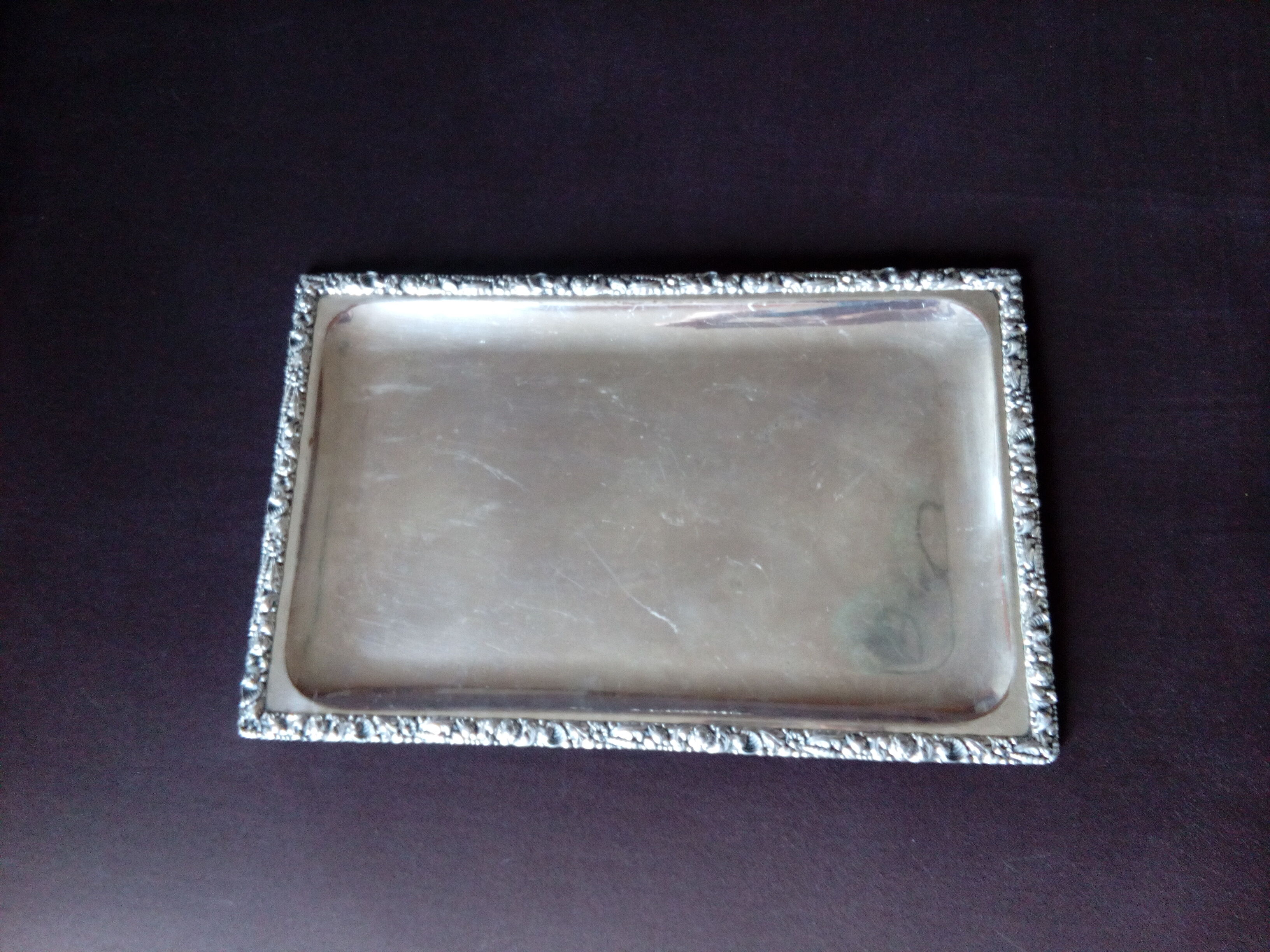 Silver metal tray with GANDAIS punch
