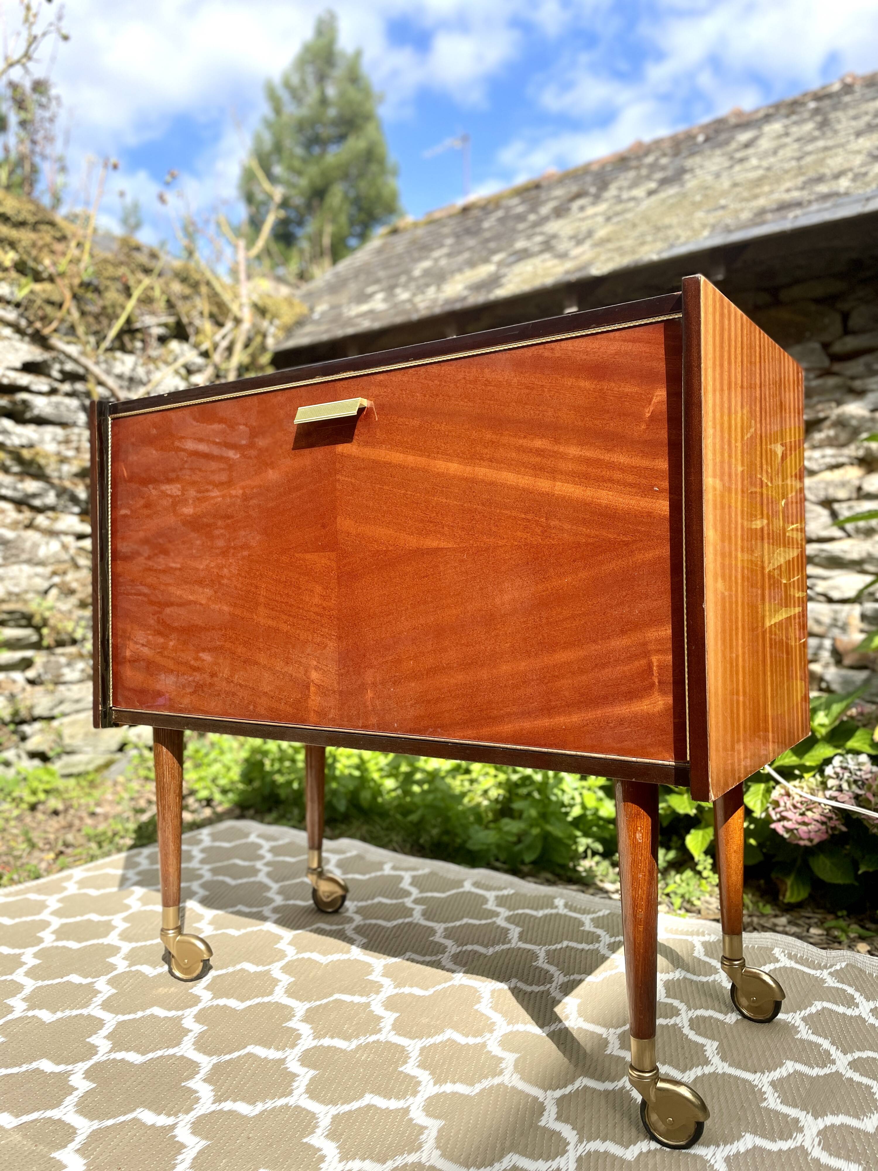 Bar cabinet on wheels