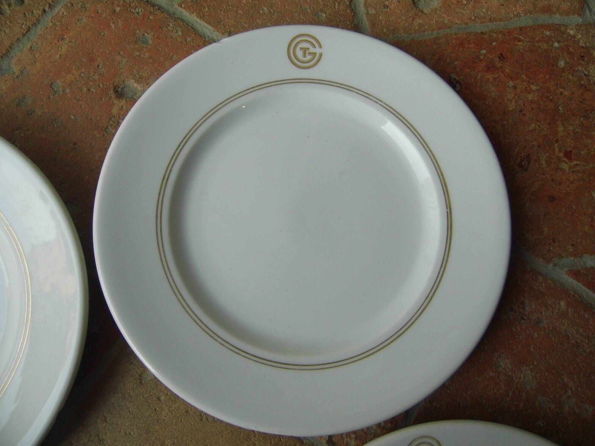 6 limoges porcelain assiettes cgt trans-atlantic general company, art deco