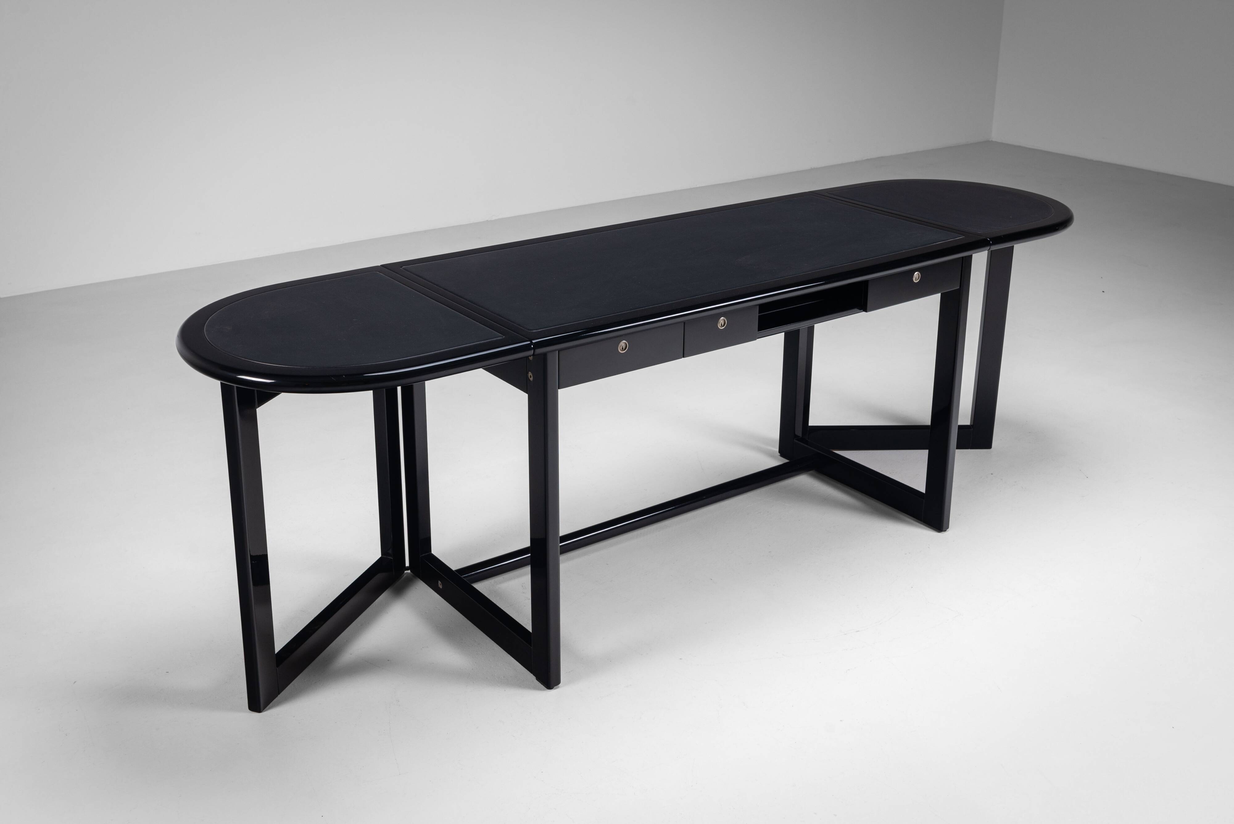 Augusto Savini rare drop leaf desk with Pamplona chair for Pozzi Italy