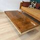 Elm burl coffee table and brass 70s Roche Bobois