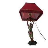 Lampe orientaliste ancienne, XIXe siècle, représentant un majordome nubio