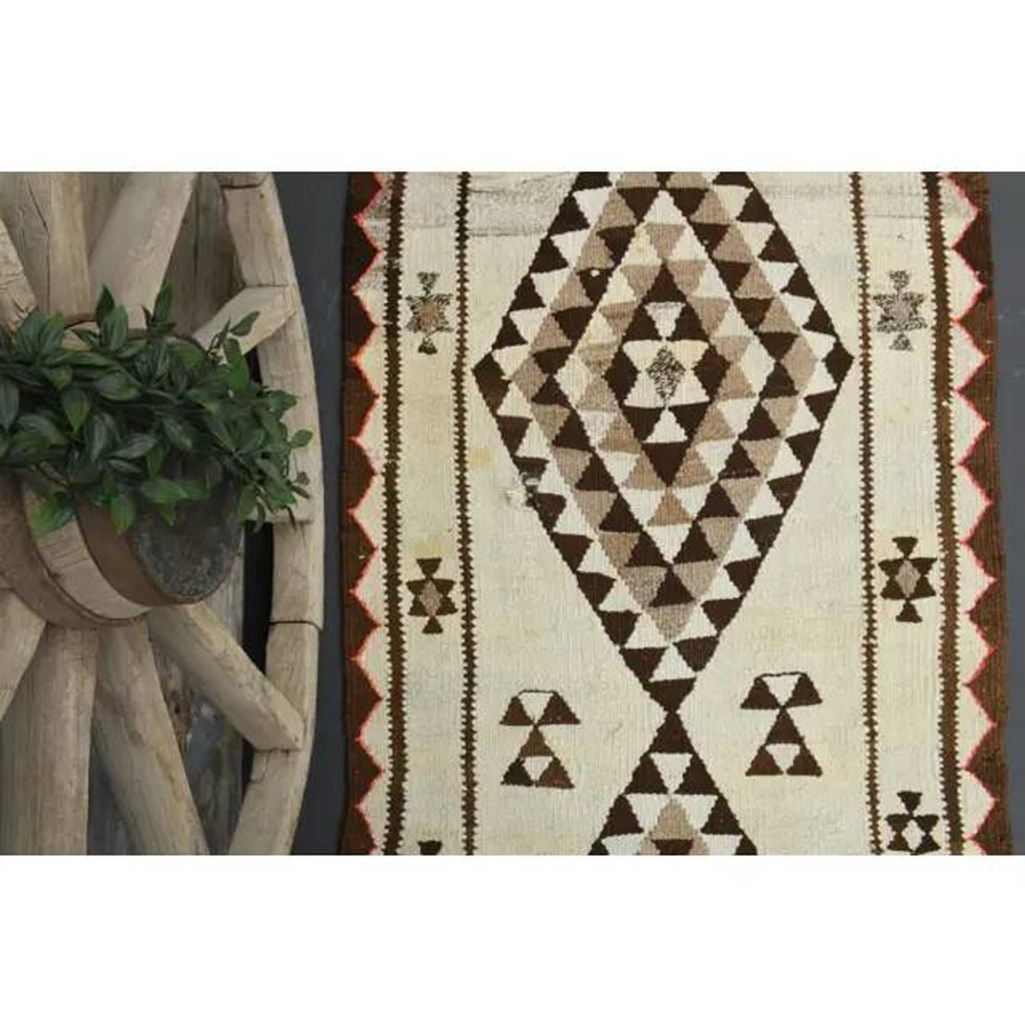 1970s Vintage Turkish Hand-Knotted Wool Cotton Beige Runner Rug 92x355