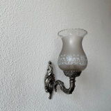 Pair of frosted glass globe wall lights from the early 20th century
