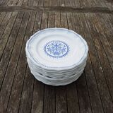 12 Anciennes Assiettes Plates en Faïence de Gien - Décor Rouen