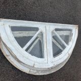 Set of 2: old half-moon wooden transom window