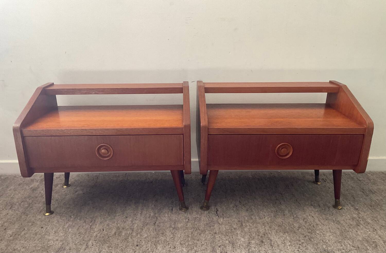 Pair of Scandinavian teak bedside tables from the 60s-70s