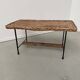 Table basse osier tressé et métal 1960