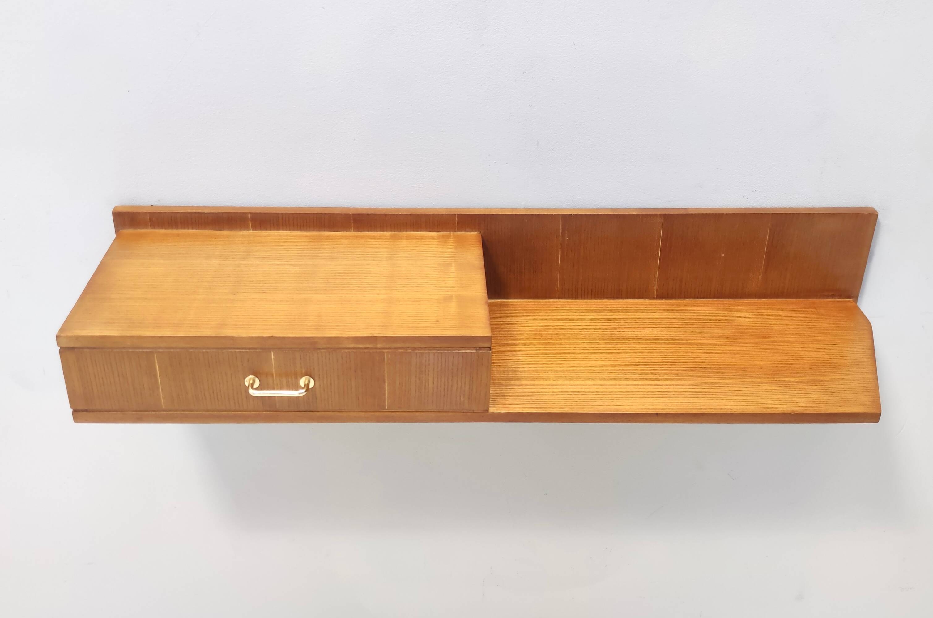 Beech and Durmast Wall-Mounted Console Table, Italy