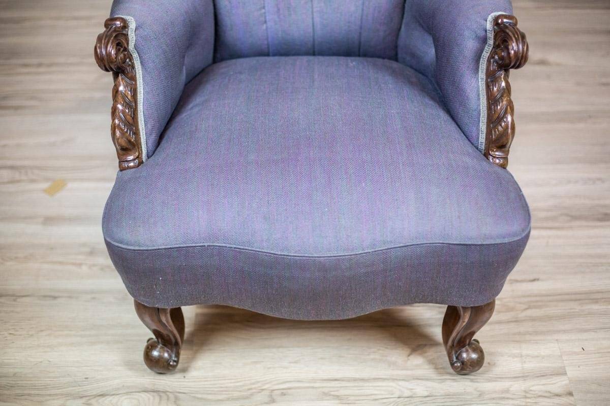Neo-Rococo Walnut Chair with Violet Fabric, 1860