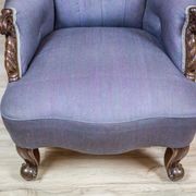 Neo-Rococo Walnut Chair with Violet Fabric, 1860