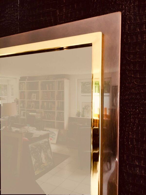 Postmodern Square Bronze Mirror from Belgo Chrom, Belgium, 1980s