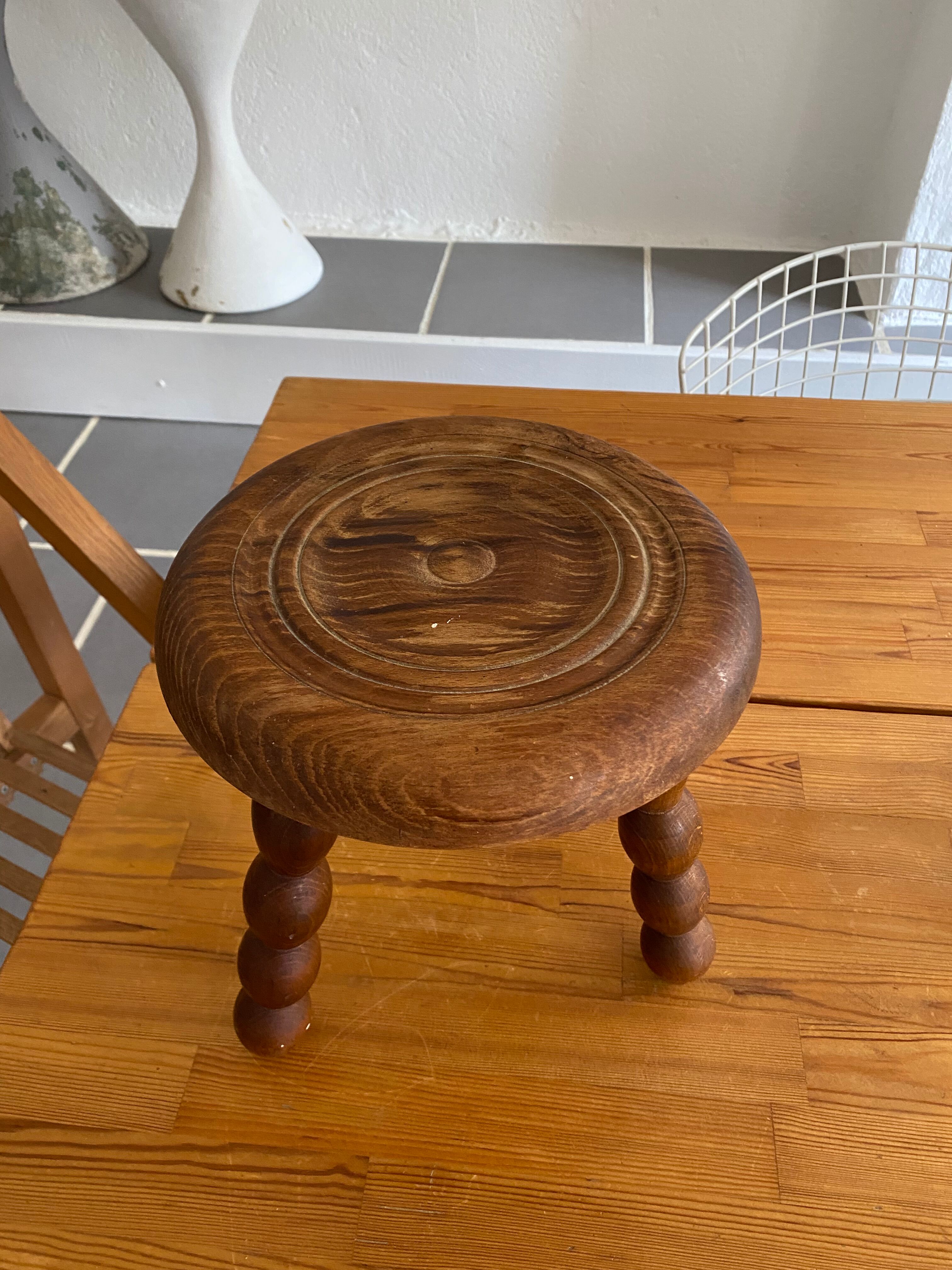 Vintage tripod wooden stool